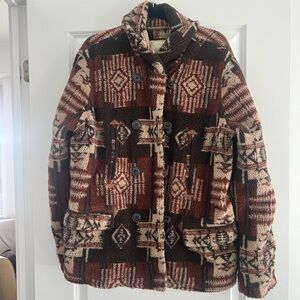 Denim & Supply Ralph Lauren Atzec Pattern Fleece Sherpa Button Jacket